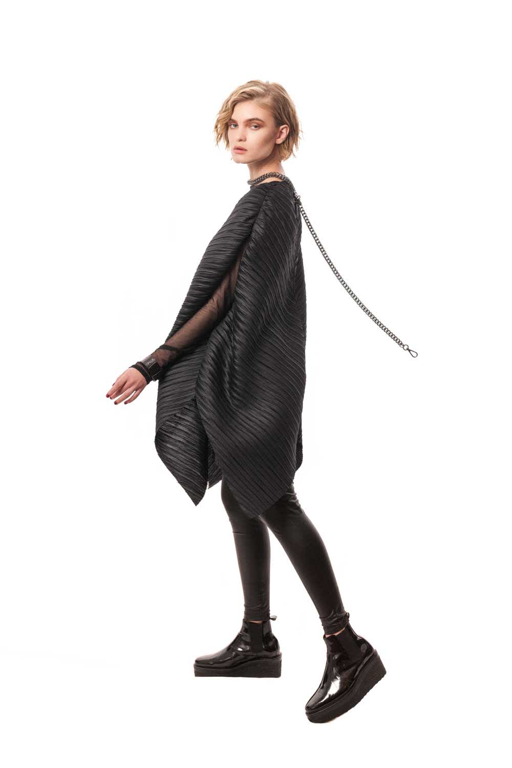 Oversized Pleated Poncho Dress. Wear it as a dress, overlay, or poncho. Featuring a cutting-edge silhouette, multiple styling options
