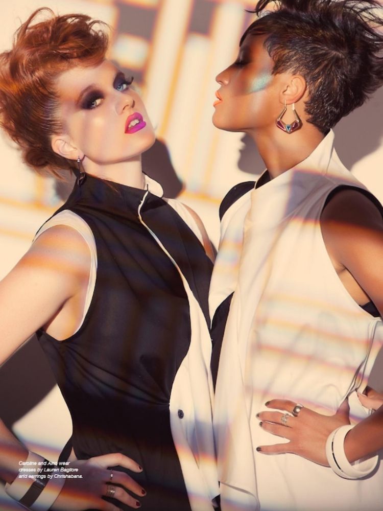 Icona Pop wearing Lauren Bagliore Black and White top