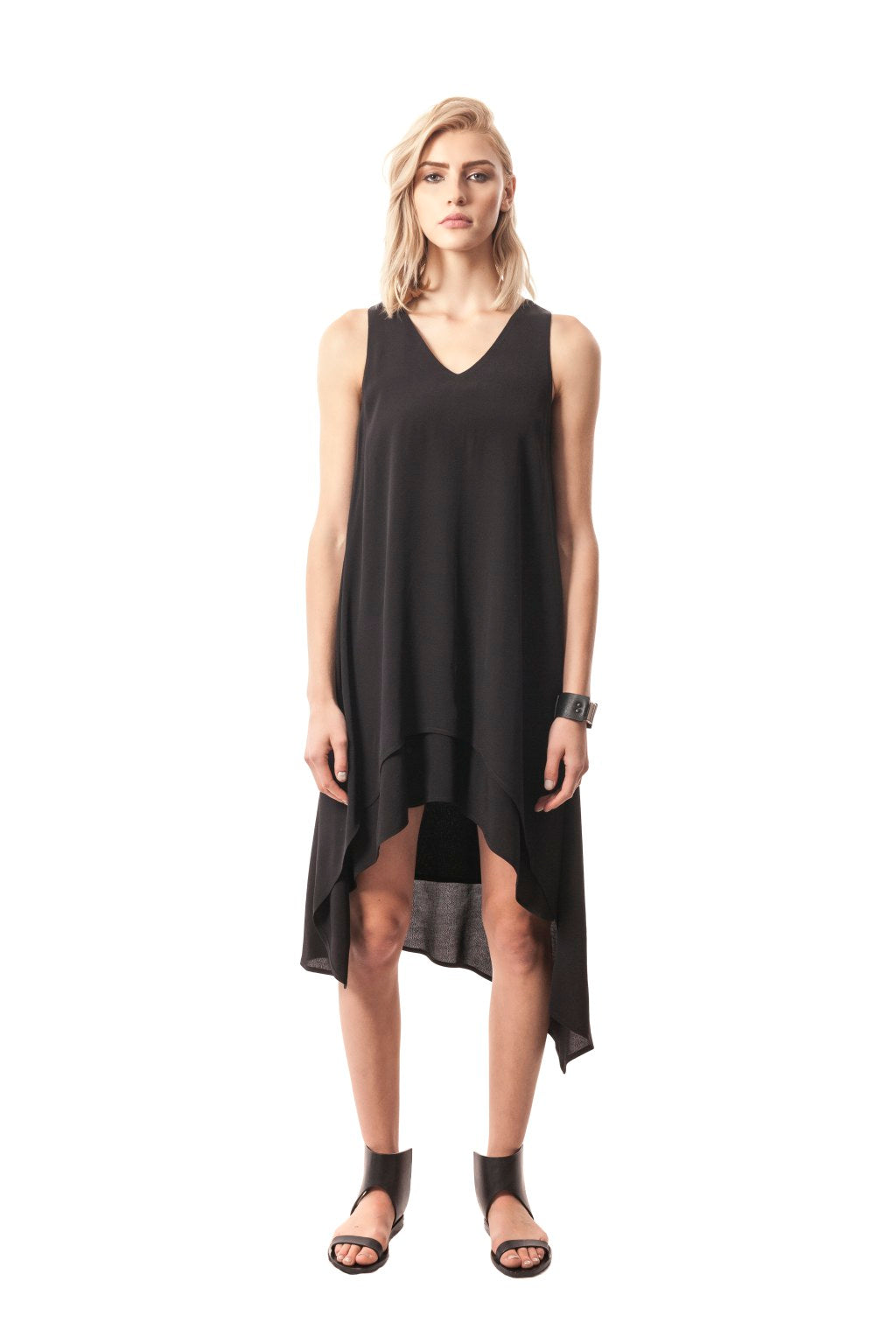Double-Layer V-Neck Dress, Viscose