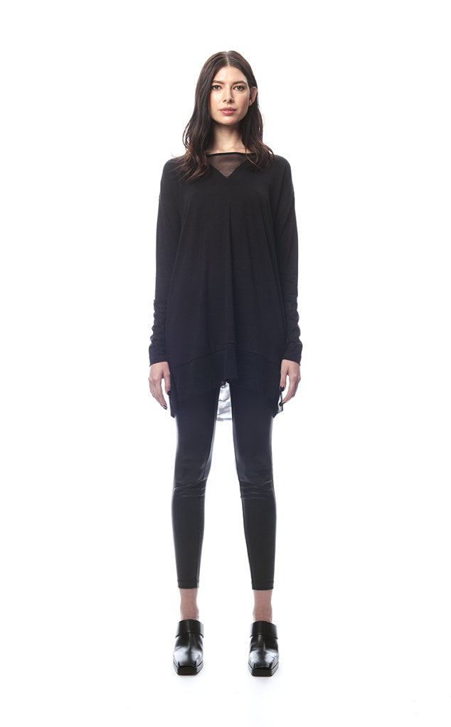 Lucia Draped Mesh V-Neck Tunic/Top