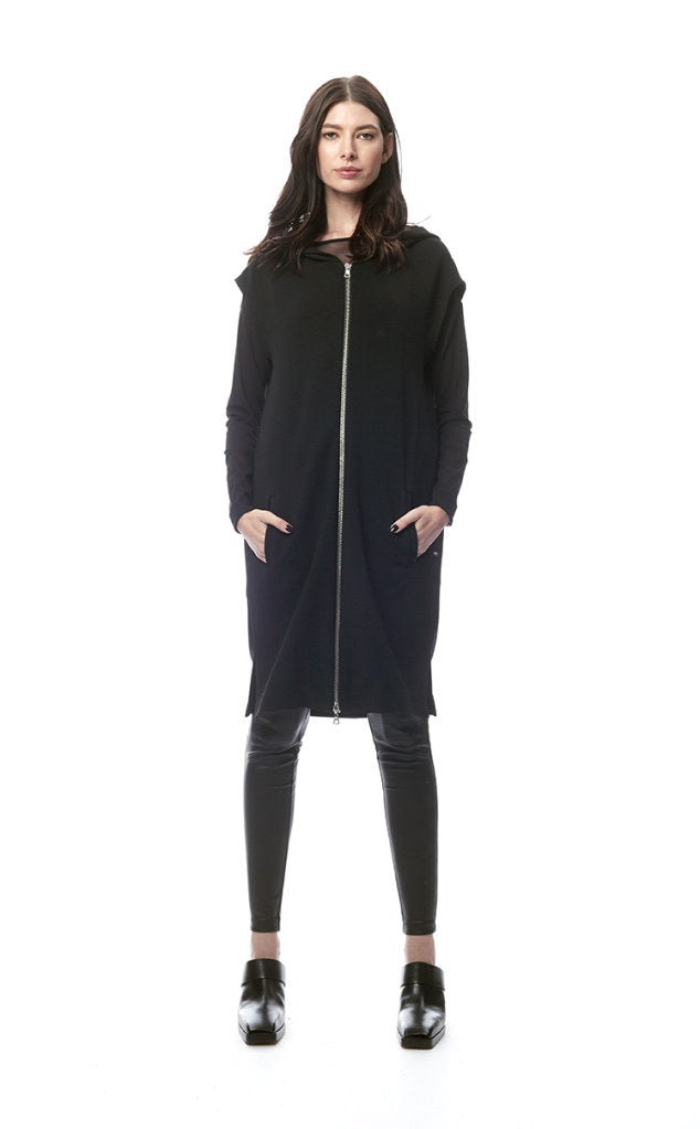 Carmina Stretch Wool Crepe Zip Hoodie/Dress/Vest