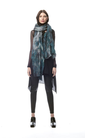 San Benedetto Hand-Painted + Distressed Ruffled Crinkle Scarf/Wrap