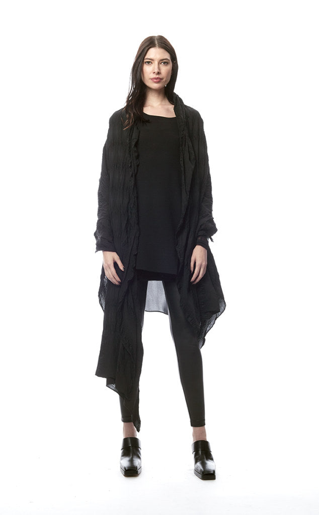 San Benedetto Hand-Painted + Distressed Ruffled Crinkle Scarf/Wrap