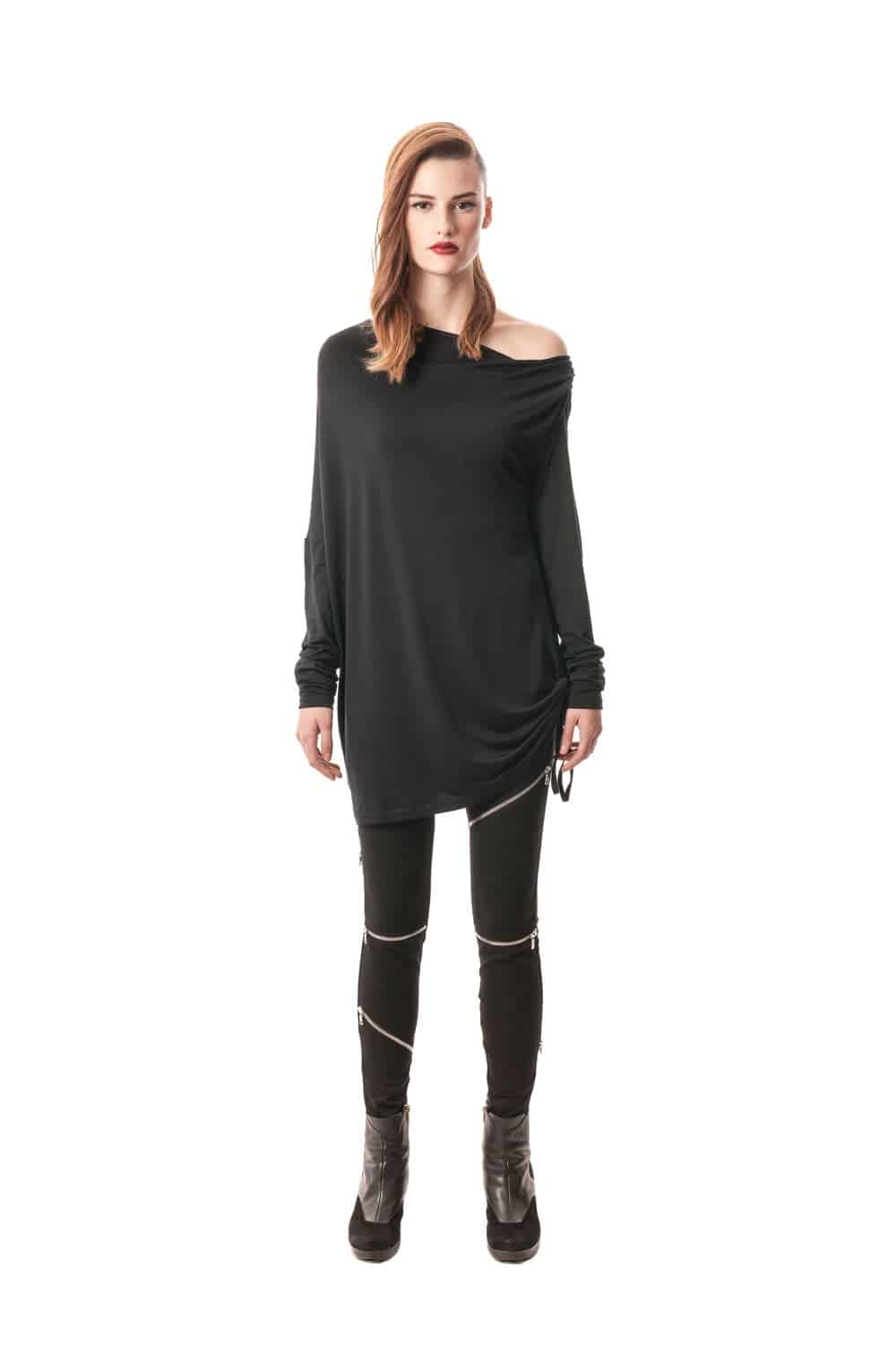 Black Riccione Draped Top