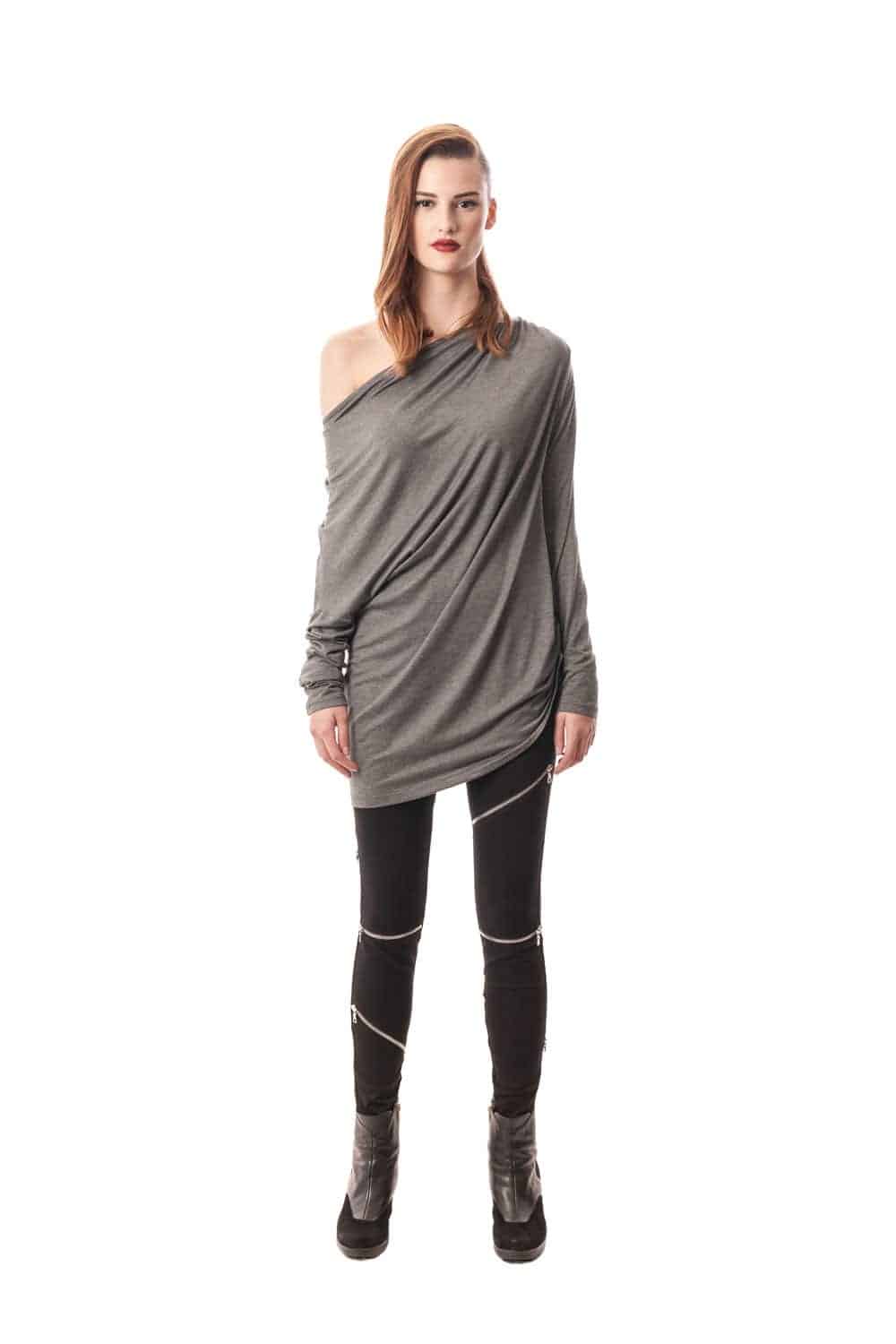 Black Riccione Draped Top