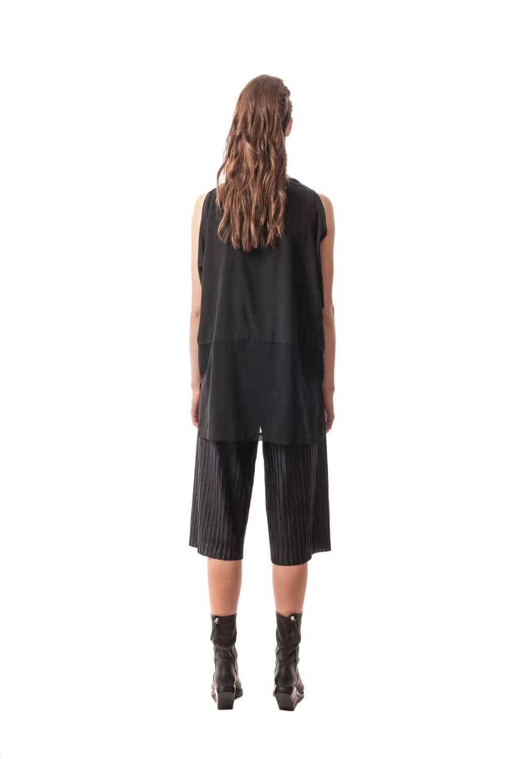 Black La Brezza Silk Top w/Peek-a-Boo Shoulder