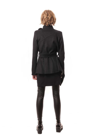 Black Cashmere Tailored Wrap Jacket with Silk Lining