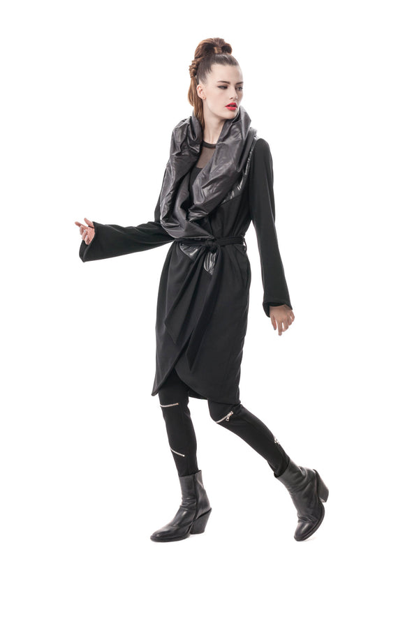 Samurai Hooded Wrap Coat - Lauren Bagliore Concept Shop