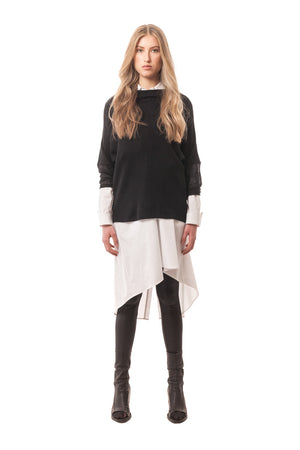 An edgy sophisticated wool knit sweater 
