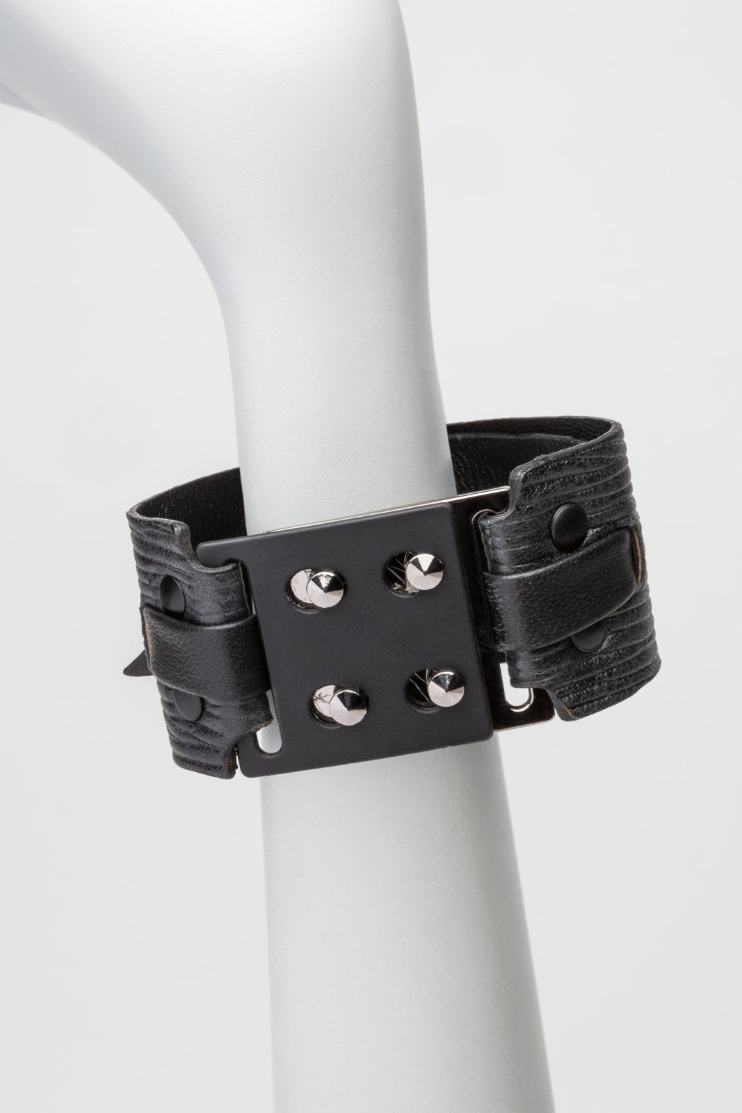 Leather + Metal Cuff, Embossed Lizard Leather, Adjustable