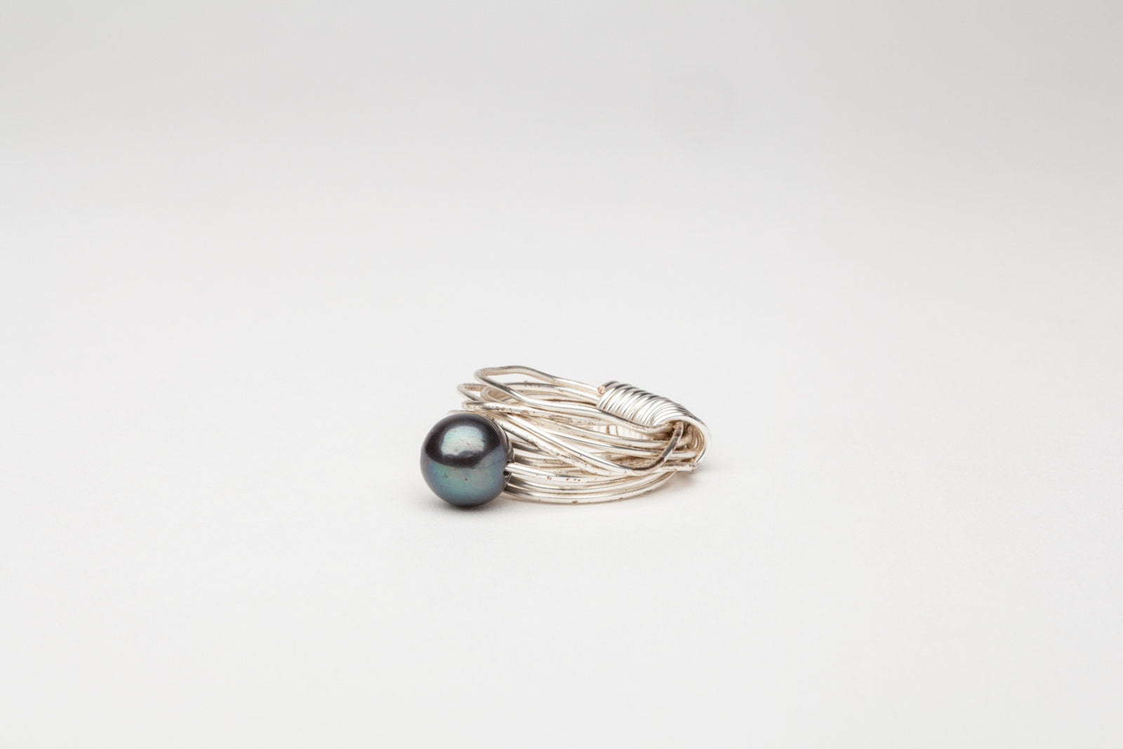 LB La Pietra Japanese Black Pearl Ring Argento - Silver