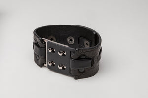 Leather + Metal Cuff, Embossed Croc Leather